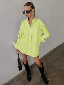 QIANZHIDU Camisa holgada de manga larga de unicolor para mujeres, con sensación relajada, ideal para entrevistas de trabajo, oficina, graduación, primavera, verano y otoño