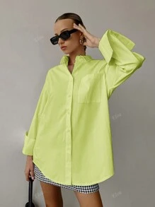 QIANZHIDU Camisa holgada de manga larga de unicolor para mujeres, con sensación relajada, ideal para entrevistas de trabajo, oficina, graduación, primavera, verano y otoño