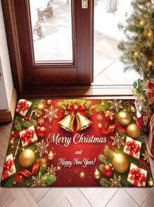 Thảm nhung chống trượt cao cấp, Thảm xốp hình chuông Giáng sinh, Thấm nước & Chống trượt cho Phòng khách, Phòng ngủ, Nhà bếp, Văn phòng, Phòng giặt ủi - Có thể giặt bằng máy - Đỏ - Xem 1