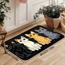 1 Pc Available: Durable And Comfortable Cute Kitten Pattern Non-Slip Kitchen Mats For Home, Office, And Bathroom Various Sizes Available:(19.69*31.49in&15.75*47.24in)