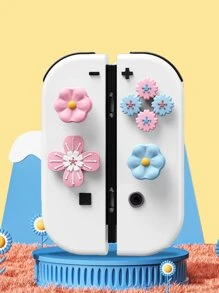 1 件可爱花卉和骷髅方向键及 ABXY 键帽，适用于 2 / NS / OLED、New Switch 2 (2025) 配件、Joycon 摇杆帽套装