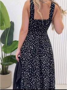 Floral Dress, Going Out Dress, New Year Dress, End Of Year Dress, Chic Dress, Sexy Dress, Pretty Dress. - 黑色 - 查看 3