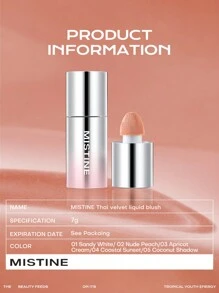MISTINE 7克泰式拿铁液体腮红 01 沙白色，半透明自然红晕，柔滑遮瑕粉底液，1块装 - 01 SANDY WHITE - 查看 6