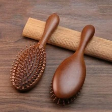 Pente de Massagem de Almofada de Ar de Sândalo da Moda, Pente de Madeira Pequeno e Compacto com Almofadamento de Bolsa de Ar, Cuidados Corporais para Viagem, Ar Livre, Esporte, Escritório, Escola, Grampos de Cabelo, Acessórios de Cabelo Coração Valentim Coração Valentim