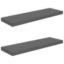 Ensemble de deux étagères murales flottantes grises élégantes de 80 x 23,5 x 3,8 cm, solution de rangement moderne pour la maison