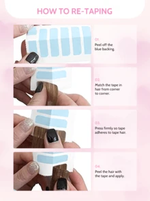 Extensiones de cabello natural Remy de calidad premium con cinta adhesiva, color natural, tejido liso, extensiones con cinta adhesiva doble cara, extensiones de cabello invisible con cinta adhesiva, 20 piezas