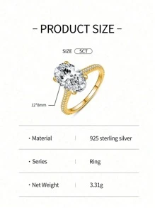 1 pièce Bague de mariage en argent sterling 925 de 5 carats de style oval unique et magnifique pour le festival de l'éternité. Bijou de haute qualité pour femme, cadeau pour la petite amie