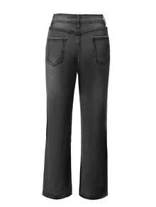 Jeans de pierna recta con forro térmico para el invierno - Gris Oscuro - Ver 6