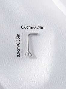 2pcs/1pc Minimalist Geometric Round Zirconia Stainless Steel Nose Ring Nose Stud Party Gift For Women, Please Note There Are Also Single - Silver - View 7