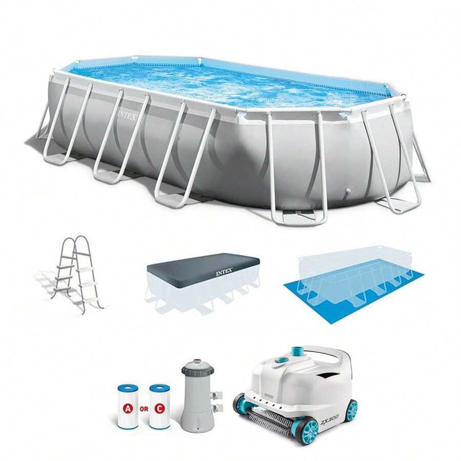 Intex Intex 16.5ft X 9ft 48in Frame Above Ground Swimming Pool Pump Set ...