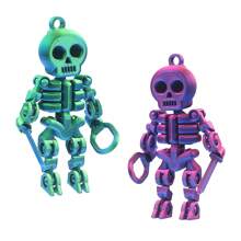 3D Printed Skeleton Robot With Sword And Racket, Posable Articulated Skeleton Frame, Action Figure Toy Gift Craft Decor - Multicolor - View 2