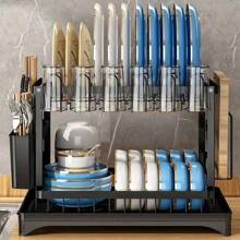 1 Set Of Bowl Racks, 2 Layers Of Dish Drying Racks, A Kitchen Detachable Bowl And Dish Storage And Drainage Rack, Is Detachable, It Includes A Double-Layer Utensil Rack, Cup Rack, Drainage Plate, Adhesive Plate Rack, Utensil Rack, Kitchen Accessories