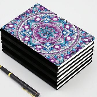 5D DIY Diamond Art Painting Notebook Special Shape Rhinestone Embroidery Sketchbook Diamond Painting Mosaic A5 Sketchbook Journal Notebook Rhinestone Art Hand Craft Kit (Mandala Cover)
