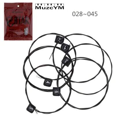 6pcs/Set 028-045 Black Nylon Classic Guitar String, Great Tone & Hard Tension Strings