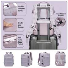 SOMAGO Travel Unisex Backpack Carry On Casual Daypacks Rucksack Backpack Anti Theft For 16 Inch Laptop Business With Shoe Compartment Dry Wet Pocket USB Charger Port - Màu tím - Xem 5