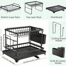 1 Set Of Bowl Racks, 2 Layers Of Dish Drying Racks, A Kitchen Detachable Bowl And Dish Storage And Drainage Rack, Is Detachable, It Includes A Double-Layer Utensil Rack, Cup Rack, Drainage Plate, Adhesive Plate Rack, Utensil Rack, Kitchen Accessories