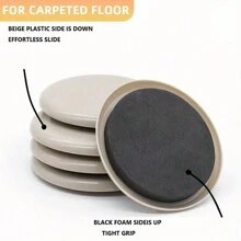 4/8/12/16pcs Furniture Sliders, Plastic Chair Leg Glides, 3.5-Inch Heavy Duty Moving Pad, Chair Leg Floor Protectors, Hardwood Floor Pads, Reusable Round Gliders,Easily Move Various Heavy Furniture,3 Colors Available - Beige - View 3