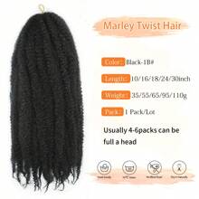 FULCRUM 10/16/18/24/30 Inch Marley Twist Braiding Hair, Elastic African Twist Braids Wig, Afro Kinky Curly Crochet Braiding Synthetic Hair Extensions For Women - Multicolor - View 2