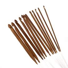 12pcs Tunisian Crochet Hooks Set, 3-10mm Bamboo Knitting Needle With Extend Braided Tube, Anti-Slip Bead, Bamboo Charcoal Ring Crochet Knitting DIY Knitting Tools For Beginners Knitting Crochet Supplies - Wood Color - View 8