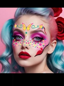 2/3/8pcs, Music Festival Fluorescent Face Tattoo Sticker Set,8 Sheets Temporary Tattoo Stickers, 10.5*15cm/Sheet Waterproof Masquerade Party Neon Glow Tattoo Sticker, Party Decor Supplies, Party Favors, Night Party Supplies, Glow In Dark Party Supplies For DIY Women Girls' Christmas Eve,For Music Festival