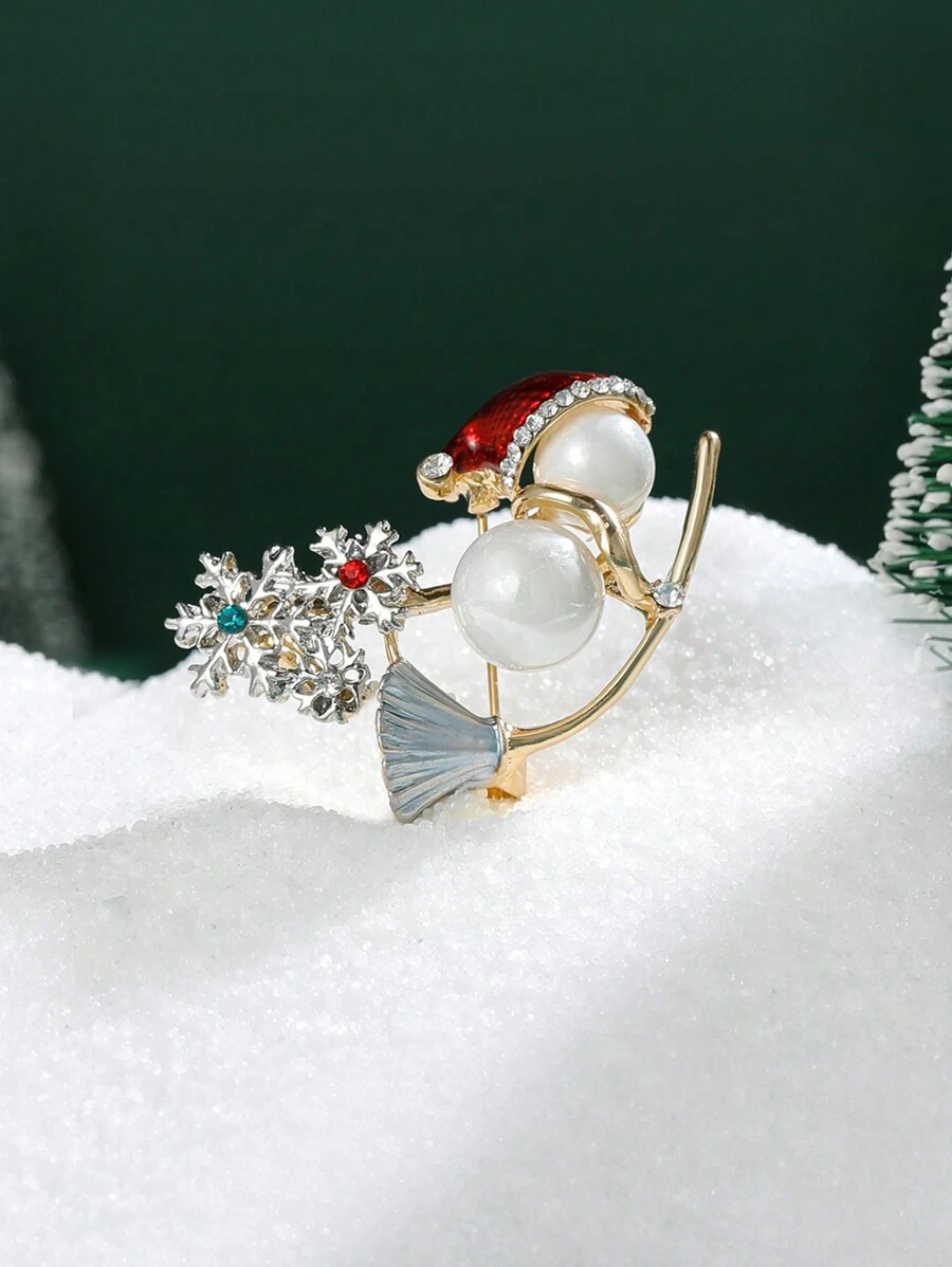 圣诞节礼物圣诞雪人胸针女士天使女孩别针新年快乐礼物 - 彩色 - 查看 1