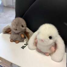 1 件可爱兔子仿毛绒汽车钥匙链、包包吊坠饰品、生日礼物