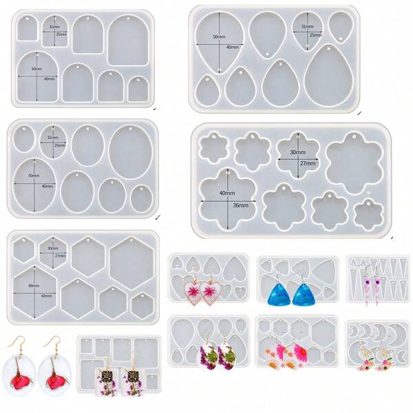 1 Peça Molde de Silicone DIY Coleção de Brincos Assimétricos Pingente de Resina Epóxi Pingente Geométrico
