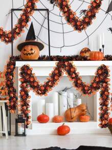 1 pezzo 2m Festoni colorati per feste di Ognissanti, decorazioni appese con nastrini a forma di zucca e ghirlande soffici, per Natale