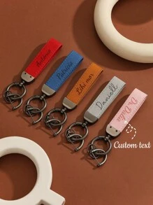 1 Personalized Leather Keychain - Durable PU Leather, Unique Customized Laser Engraved Name, Fashionable And Simple Business Style Design - Sincere Customized Gift For Father's Day And Valentin,Customized Vacation Gifts