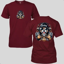 Men's Cotton Blouse Dog Print T-Shirt Luxury C66 New Release - Màu Đỏ Sâu - Xem 2