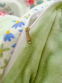 1 件花卉印花天鹅绒羽绒被套，冬季温暖毛绒厚实柔软亲肤，适合单人/双人床 - 花紋兔 - 查看 5