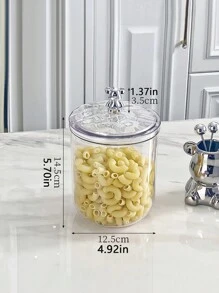 1pc/ Sealable Jar With Lid, Reusable Clear Plastic Sealable Jar With Cute Bear Shape Lid, Home Kitchen Food Storage Container For Kitchen Organisation And Storage, Perfect For Storing Snacks, Sweets, Tea, Nuts, Cereals And Coffee Beans.