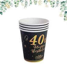 10pcs/20pcs Black And Gold 40th Birthday Party Supplies 40 Years Old Paper Plates Napkins Birthday Party Decorations Tableware For Men And Women Birthday Table Decorations, For Christmas Party, - Multicolor - View 13