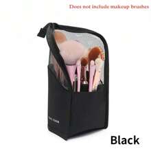 1pc High Capacity Upright Makeup Brush Holder Case, Suitable For Women - Portable And Easy To Use, Storage Box Organizer, Organize, Table Organizer, Organizer, Storage, Bathroom, Jewelry Box, Jewelry Organizer, Jewellery Box, Makeup Organizer, Vanity Organizer, Storage, Boho Vibes,For Holiday Beach, Bathroom Collection, Bedroom Collection, Large Capacity