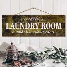 1 件乡村风格洗衣房带框木质墙壁艺术标志适用于农舍洗衣房装饰，洗涤干燥折叠洗衣悬挂牌匾标志，洗衣房标志墙壁装饰，家居装饰，房间装饰，墙壁装饰 - 彩色 - 查看 4