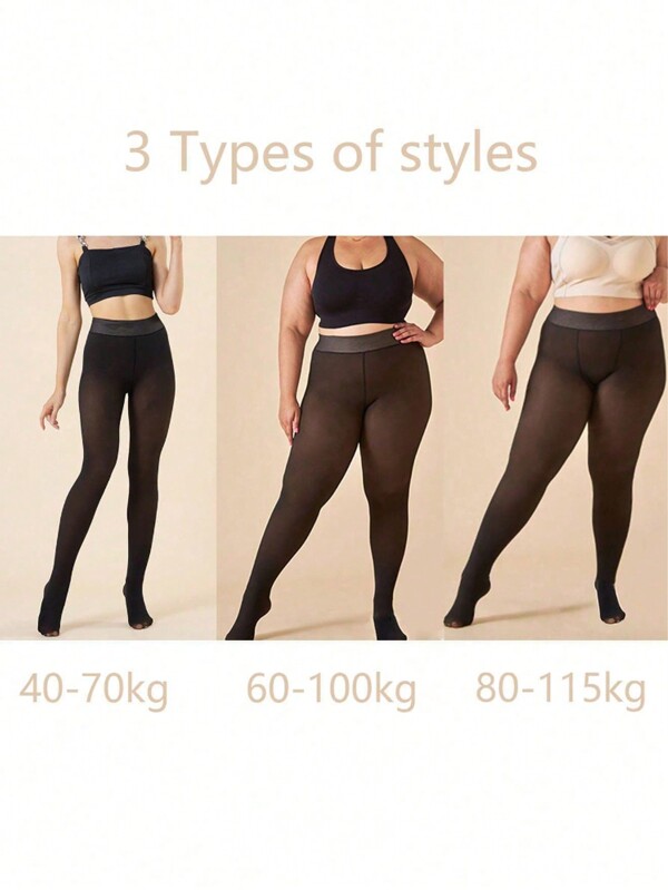 1pc Women Plus Size Opaque Tights, Thermal Lined Warm Stretchy Leggings, Casual Sexy Skinny Pants For Autumn & Winter (3 Sizes Available, Suitable For 0-15°C)