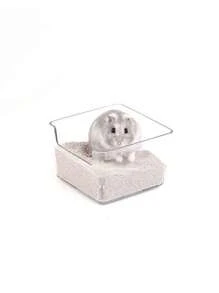 1pc/2pcsMultifunctional Hamster Toilet Basin, Transparent And Convenient For Both Uses. It Is Not Only A Splash-Proof Bathtub, Which Can Give Hamsters A Comfortable Bath; It Is Also A Sand Bath Basin And Rectangular Bedpan, Suitable For Golden Bears, Hamsters And Other Small Animals. - Clear - View 8