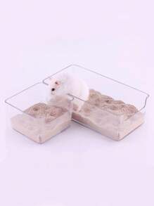 1pc/2pcsMultifunctional Hamster Toilet Basin, Transparent And Convenient For Both Uses. It Is Not Only A Splash-Proof Bathtub, Which Can Give Hamsters A Comfortable Bath; It Is Also A Sand Bath Basin And Rectangular Bedpan, Suitable For Golden Bears, Hamsters And Other Small Animals. - Clear - View 3