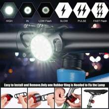 1 Set Rechargeable Bicycle Front White Light & Rear Red Safety Warning LED Light