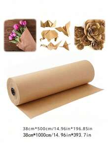 1 Roll Of Solid Color Gift Wrapping Paper, Birthday Figurine Making Paper, Flower Gift Wrapping, - Multicolor - View 7