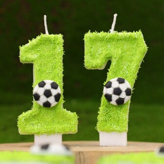 Gröna fotbollstema nummerfödelsedagsljus tårtdekorationer för fest, högtid, årsdag, vuxen födelsedagspresent