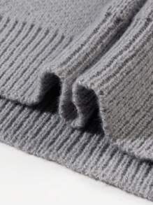 Men's Sweater, Warm For Autumn And Winter, European And American Style, Unisex, Loose Fit, Business Casual, High Street, Niche Design, Long Sleeve, Drop Shoulder, Minimalist Crew Neck Knit Top