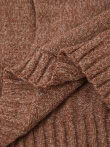 Plus Size Casual Loose High Collar Drawstring Knit Pullover, For Winter