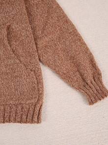 Plus Size Casual Loose High Collar Drawstring Knit Pullover, For Winter