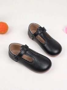 Girls' Casual Leather Flats 2024 Spring/Autumn New Pastoral Style Princess Soft Bottom Baby Toddler Loafers - Black - View 4