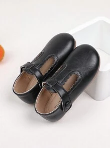 Girls' Casual Leather Flats 2024 Spring/Autumn New Pastoral Style Princess Soft Bottom Baby Toddler Loafers - Black - View 9