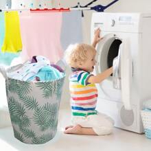 Freestanding Laundry Basket With Large Drawstring, Lid, Foldable Laundry Basket With Handle - Green - View 5