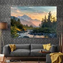 1 Stück Berg, natürliche Wildnis, Landschaftsszene, ländliche Kulisse, Fotohintergrund für Wohnzimmer und Schlafzimmer, Fotobox-Requisiten, Party-Banner, Party-Zubehör, Party-Dekoration, Geburtstags-Banner - Mehrfarbig - Übersicht 3