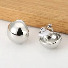 1pair Elegant High-End Lightweight Spherical Clip-On Earrings, Unique Round Design, Versatile Personalized Earring Clips