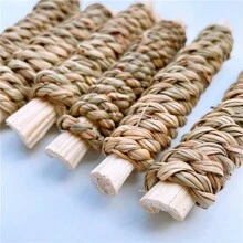 6 件装水草小宠物玩具适用于兔子龙猫仓鼠松鼠啃咬用品，水草甜竹 - 彩色 - 查看 6